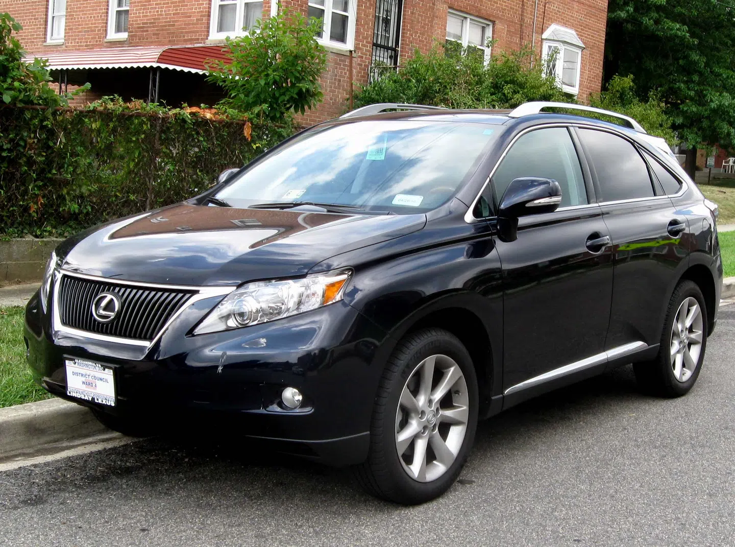 Black 2010 Lexus RX 350 viewed from the front three-quarter angle — illustrative photo